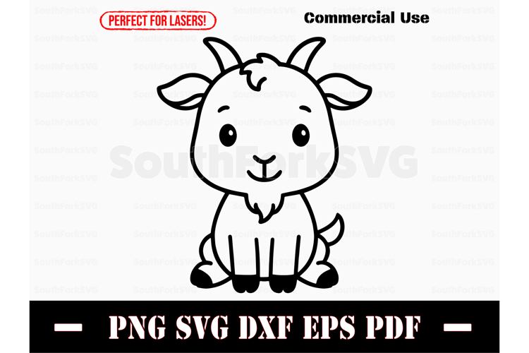 Cute Baby Goat Doodle Design SVG PNG DXF EPS PDF