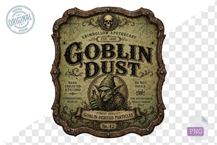 Goblin Dust Vintage Apothecary Halloween PNG Label Design
