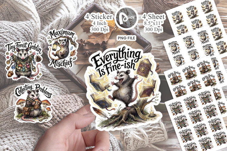 Goblin Possum Whimsigoth Sticker example image 1