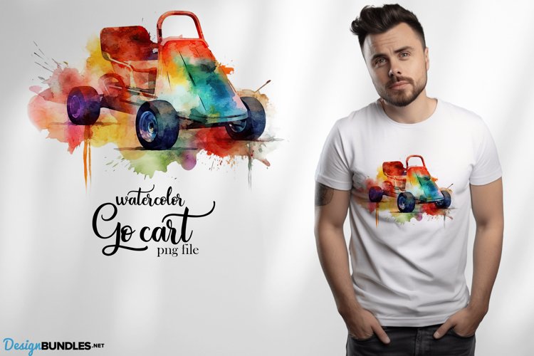 Go cart, watercolor, transparent png file example image 1