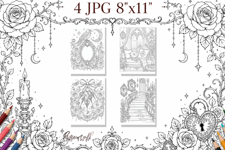 Gothic Romance Coloring Pages | Gothic Elegance