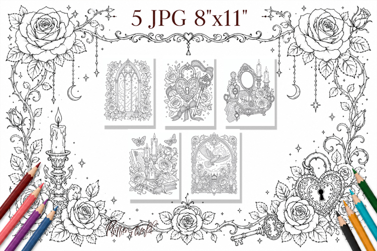 Gothic Romance Coloring Pages | Dark Feminine
