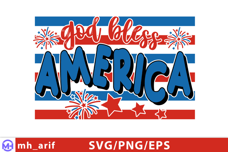 4th of July God Bless America Hand-drawn SVG T-shirt Design