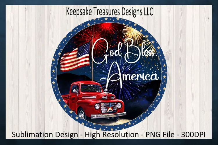 God Bless America Sublimation Wreath Attachment Template