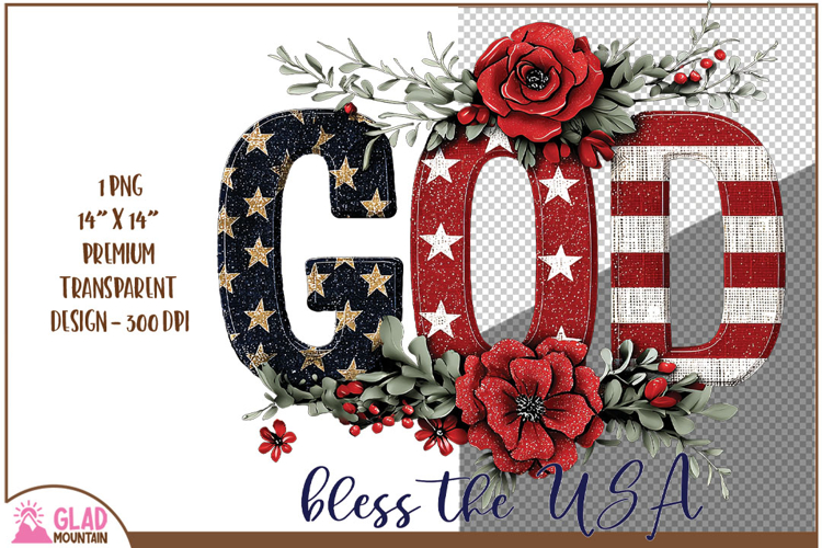 God Bless the USA, Floral God Bless the USA American Flag