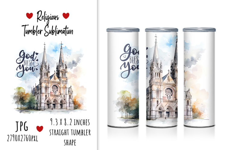 "God Bless You" Tumbler Watercolor Design