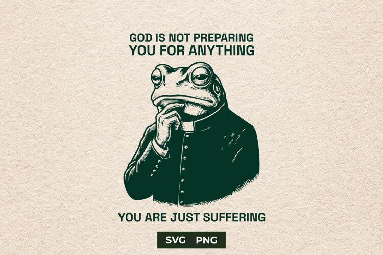 Sarcastic Priest Frog Dark Humor Meme SVG example image 1