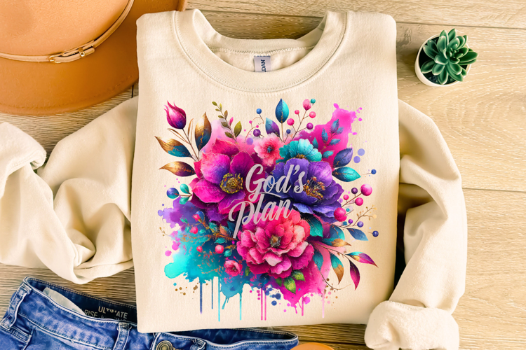 God's Plan PNG, Floral Christian Sublimation, Jesus PNG