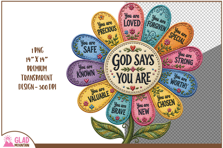 God says you are faux embroidery png, God says you are loved