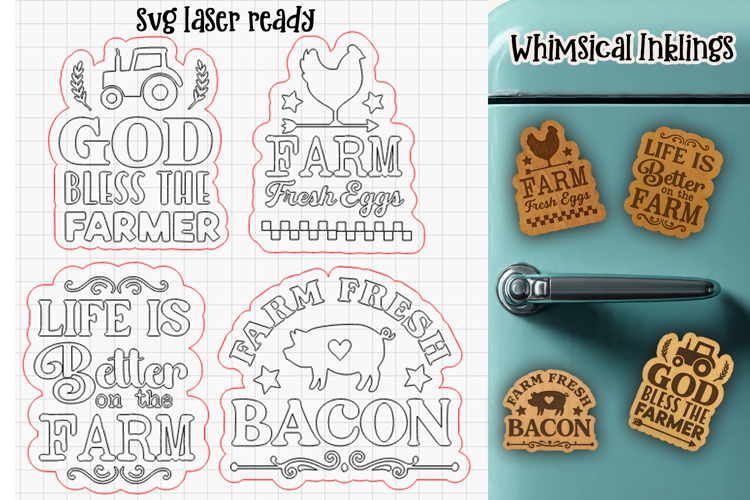 God Bless The Farmer Magnets Laser SVGs