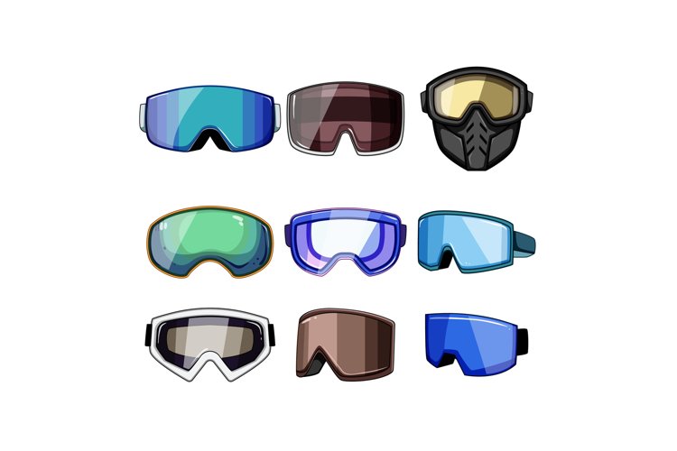 goggles ski set cartoon