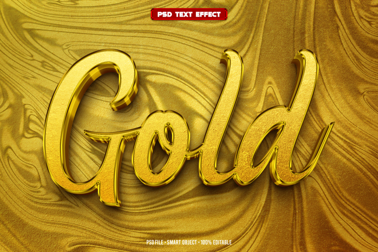 Gold 3D editable text effect