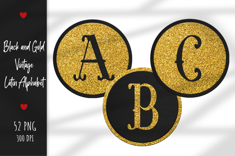 Gold and Black Vintage Latin Letters