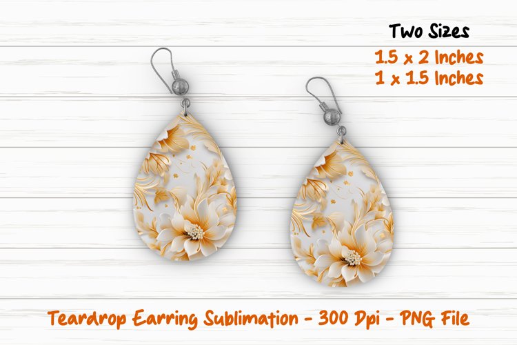 White and Gold Floral Teardrop Earring | Teardrop Earrings