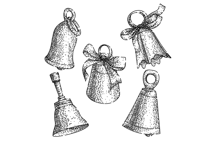 gold bell set sketch hand drawn