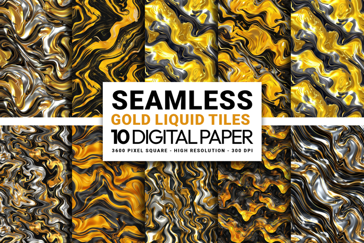 Gold Metallic Liquid Marble Digital Paper