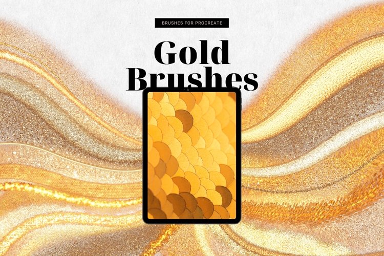 50 Gold Brushes for Procreate, Procreate Glitter, Metallic