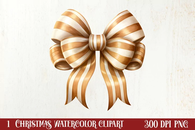 Gold Christmas Watercolor Clipart Sublimation, Christmas PNG
