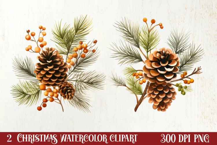 Gold Christmas Watercolor Clipart Sublimation, Christmas PNG