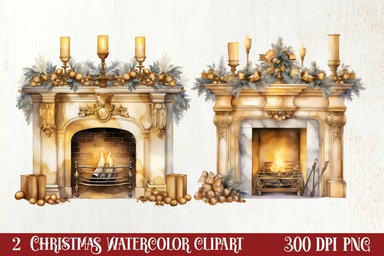 Gold Christmas Watercolor Clipart Sublimation, Christmas PNG