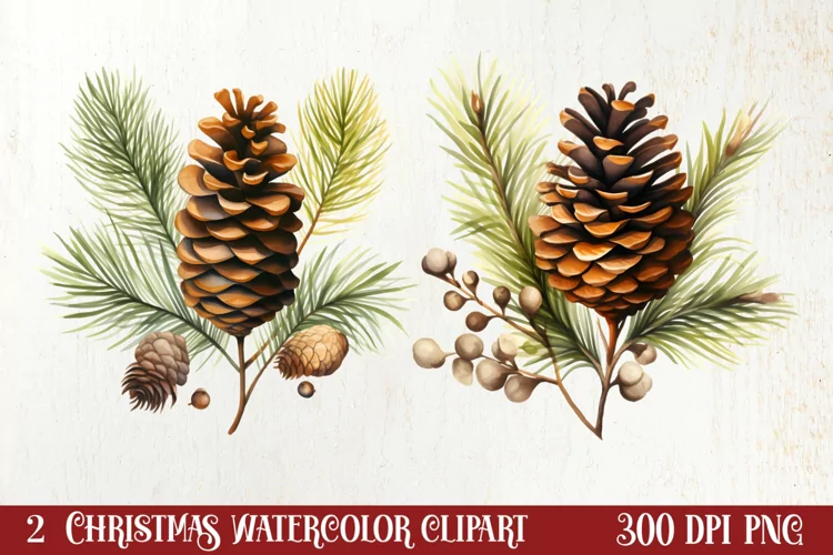 Gold Christmas Watercolor Clipart Sublimation, Christmas PNG