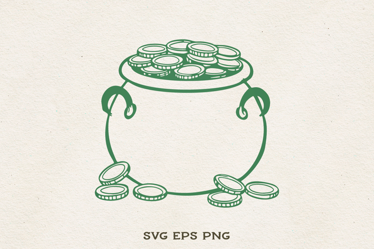Pot of Gold SVG | Leprechaun Gold Coins Cauldron