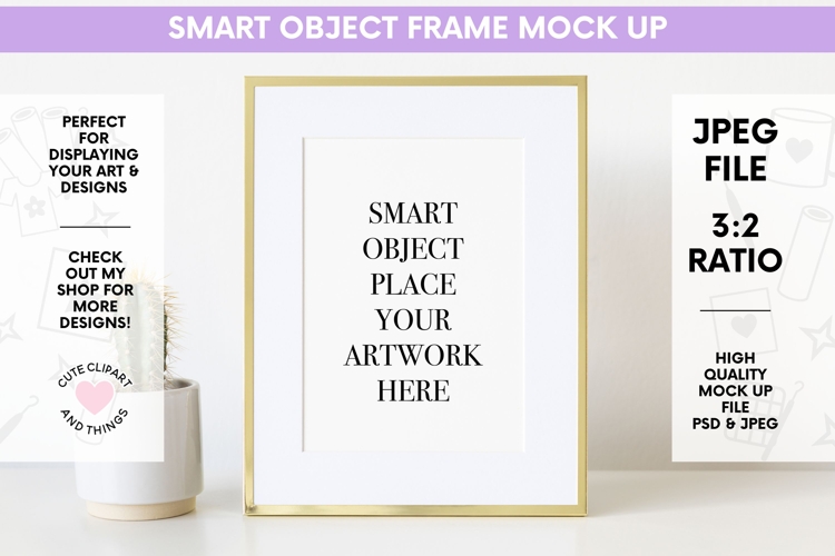 Gold Frame Mock Up | Photo Frame Mount Smart Object Mockup