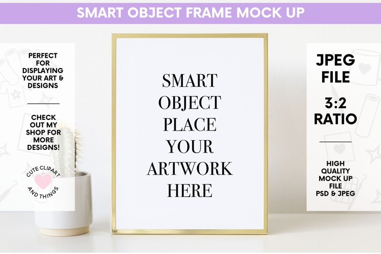 Gold Frame Mock Up | Photo Frame Smart Object Mockup