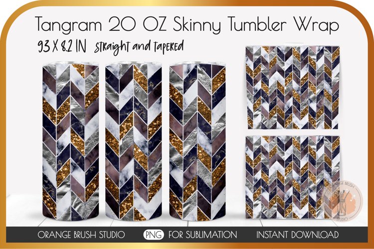 Gold Glitter Skinny Tumbler Wrap 20 Oz Herringbone Design