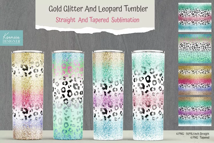 Stripe Glitter 20 Oz Skinny Tumbler With Color Leopard Print