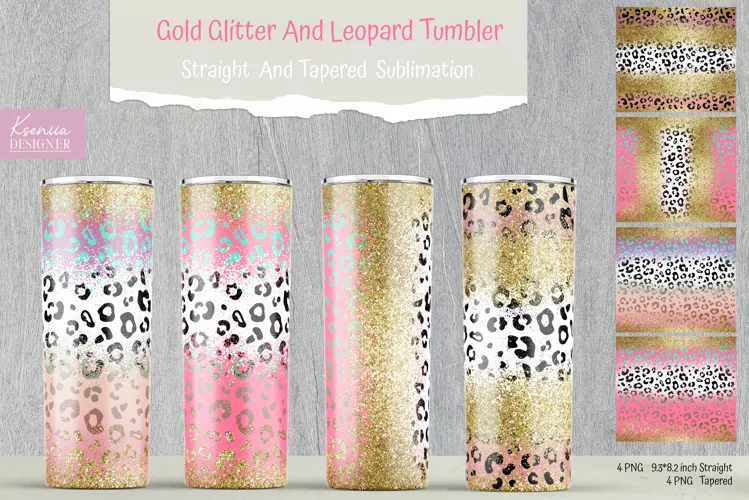 Gold Glitter And Leopard Print For 20 Oz Tumbler Sublimation