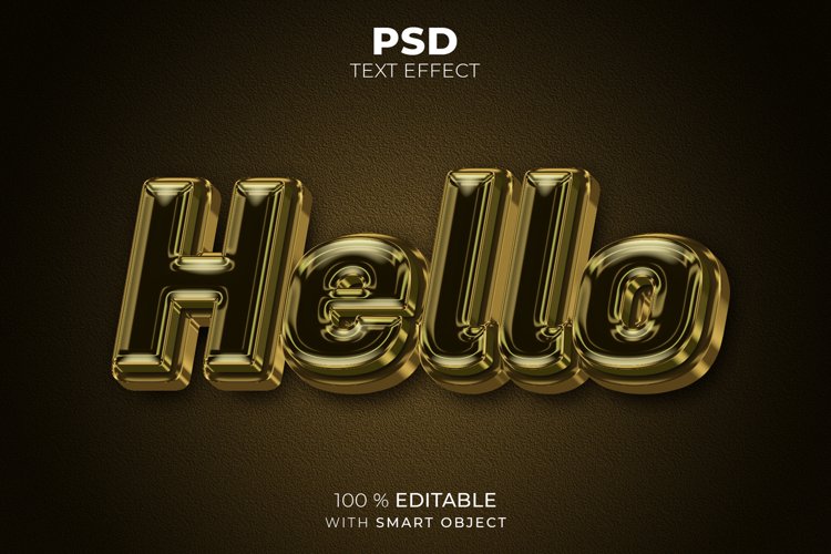 Gold Hello 3D editable text effect