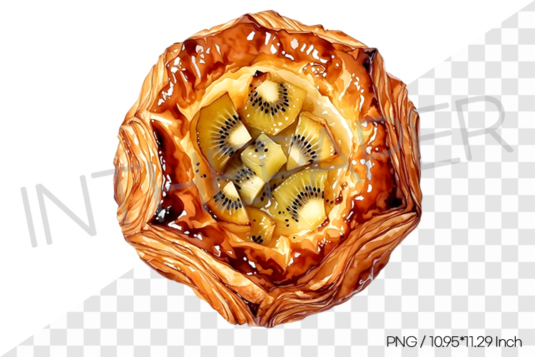 Gold Kiwi Danish PNG Clipart Watercolor Dessert Illustration