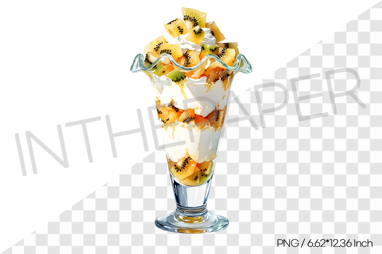 Gold Kiwi Parfait PNG Clipart Watercolor Dessert Illust