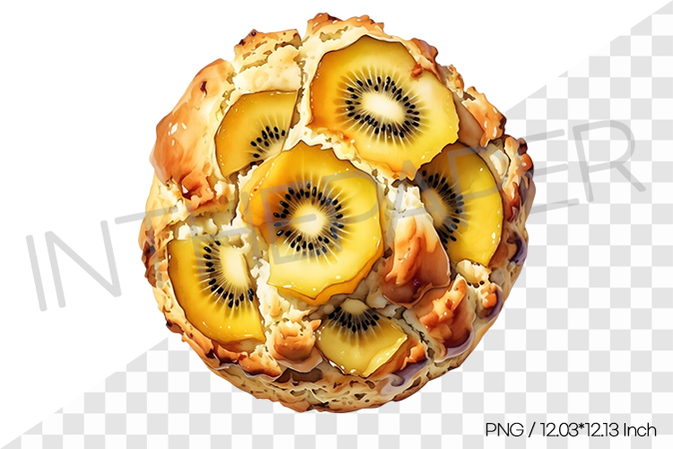 Gold Kiwi Scone PNG Clipart Watercolor Dessert Illustration
