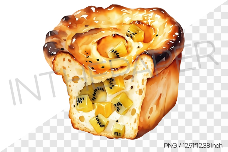 Gold Kiwi Soufflé PNG Clipart Watercolor Dessert Illust