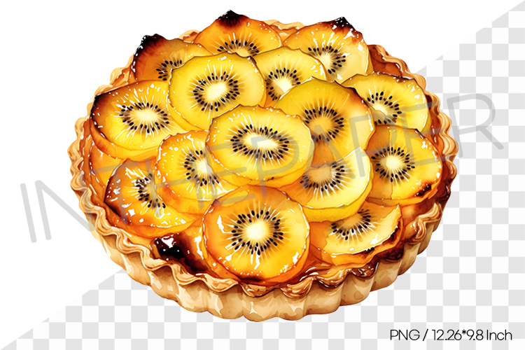 Gold kiwi Tart PNG Clipart Watercolor Dessert Illustration
