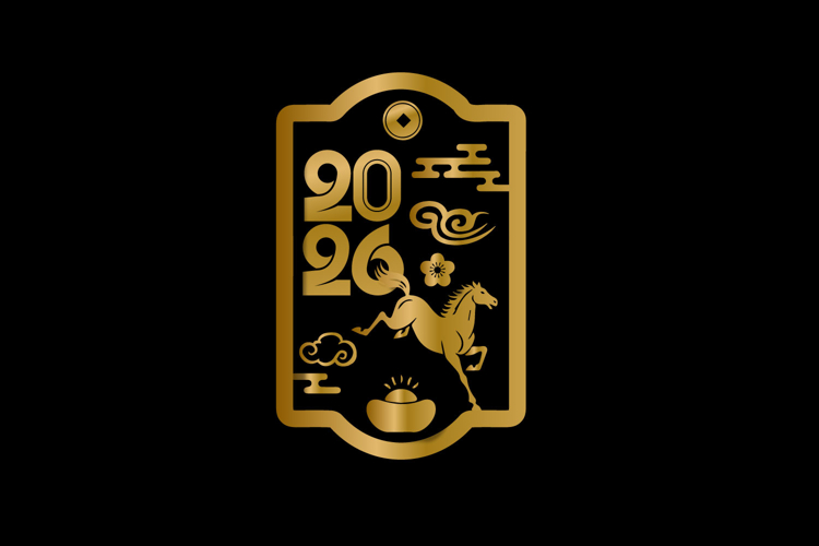 Gold lunar new year 2026 design clipart