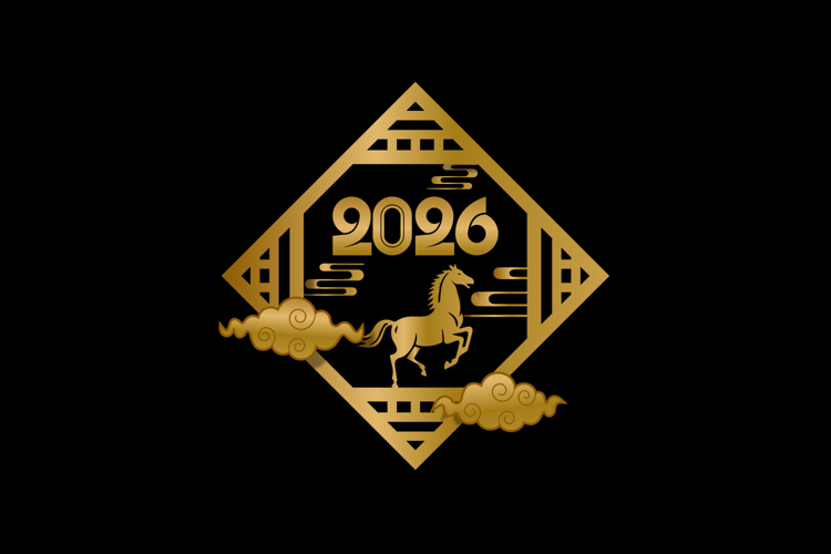 Gold lunar new year 2026 design graphic