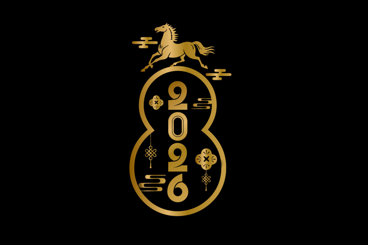 Gold lunar new year 2026 design isolated
