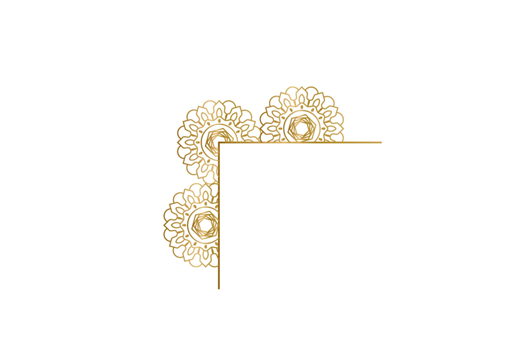 Gold mandala floral corner ornament element graphic