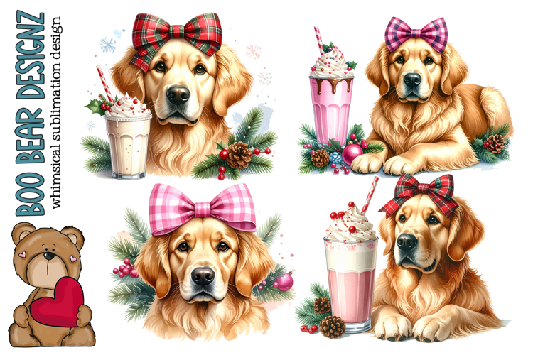 Christmas Golden Retriever Clipart