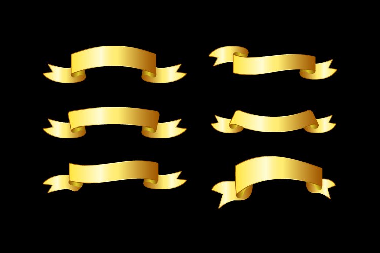 gold ribbon banner design collection