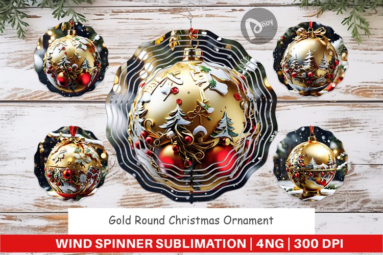 Wind Spinner Gold Round Christmas
