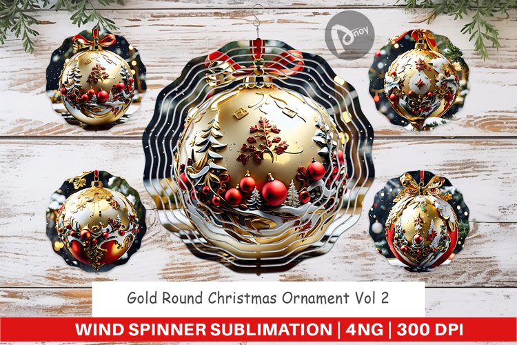 Wind Spinner Gold Round Christmas