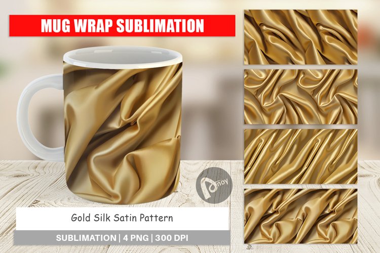 Mug Wrap Design Gold Silk Pattern example image 1