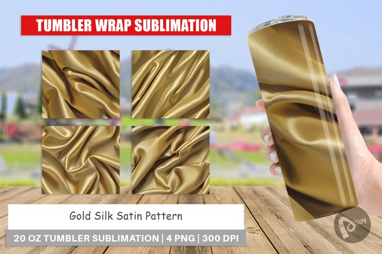 Tumbler Wrap Gold Silk Pattern