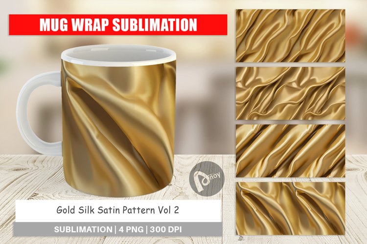 Mug Wrap Design Gold Silk Pattern