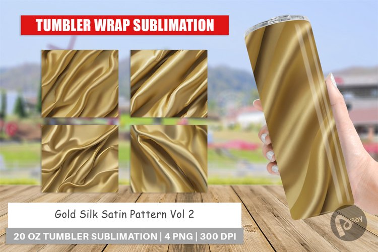 Tumbler Wrap Gold Silk Pattern