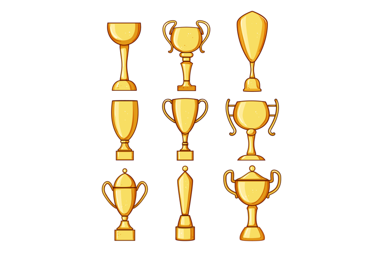 gold trophy set cartoon